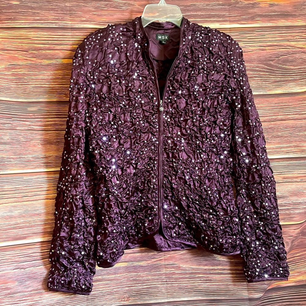 MSK Vintage Purple Shoulder Padded Jacket. Size Large.